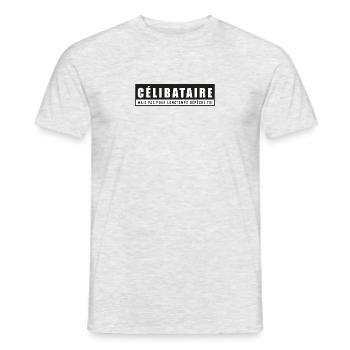 célibataire mais pas pour longtemps - T-shirt homme - gris chiné - Devant - AI Model Male 178 dark (178cm)