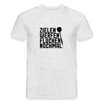 Zielen Werfen Fluchen - Dart Spieler Dartpfeil - Männer T-Shirt - Grau meliert - Vorne - AI Model Male 178 dark (178cm)