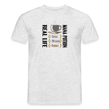 POTION DE MANA DU CAFÉ DANS LA VIE RÉELLE - T-shirt homme - gris chiné - Devant - AI Model Male 178 dark (178cm)