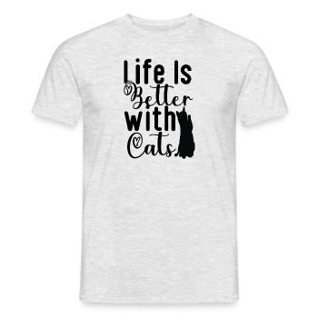la vie est meilleure avec les chats - T-shirt homme - gris chiné - Devant - AI Model Male 178 dark (178cm)