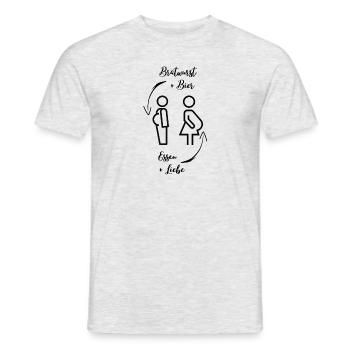 Bierbauch und Schwangerschaftsbauch - Dicker Bauch - Männer T-Shirt - Grau meliert - Vorne - AI Model Male 178 dark (178cm)