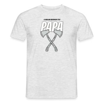 Cadeau papa "le meilleur bucheron" - T-shirt homme - gris chiné - Devant - AI Model Male 178 dark (178cm)