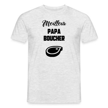 Meilleur papa boucher - T-shirt homme - gris chiné - Devant - AI Model Male 178 dark (178cm)