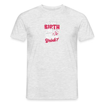 J’ai accouché il y a 3 ans - drôle - T-shirt homme - gris chiné - Devant - AI Model Male 178 dark (178cm)