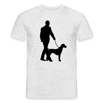 Dog And Master Silhouette - Men's T-Shirt - heather grey - Front - AI Model Male 178 dark (178cm)