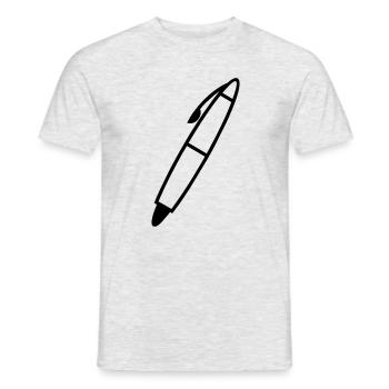 Schreiben Stift Schattenfigur transparent - Männer T-Shirt - Grau meliert - Vorne - AI Model Male 178 dark (178cm)