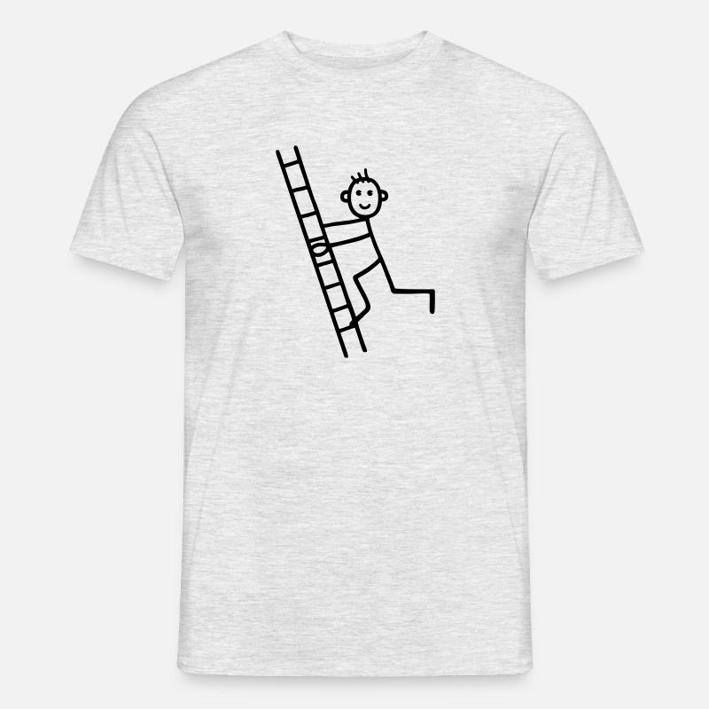 Mann auf Leiter - Männer T-Shirt - Grau meliert