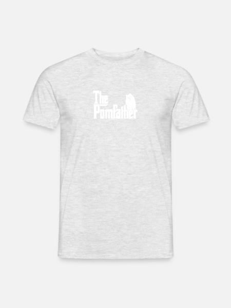 Der Pomfather Pom Father Lustiger Hund Papa Pomeranian - Männer T-Shirt - Grau meliert