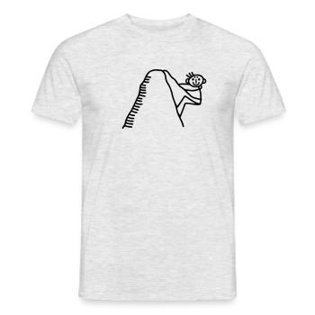 Strichmännchen klettert Berg hoch - Männer T-Shirt - Grau meliert - Vorne - AI Model Male 178 dark (178cm)