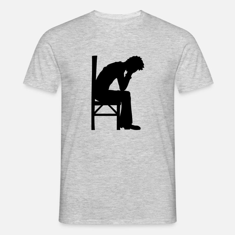 Depression sitzend Design - Männer T-Shirt - Grau meliert