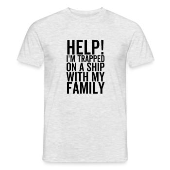 Hilfe Ich bin mit meiner Familie auf einem Schiff gefangen - Männer T-Shirt - Grau meliert - Vorne - AI Model Male 178 dark (178cm)