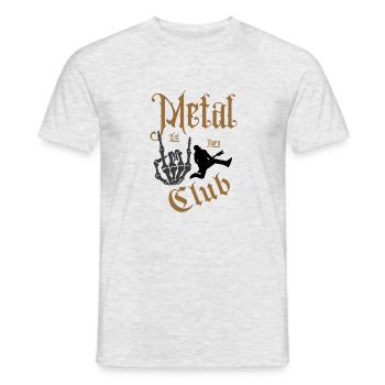 T shirt Design/spruch ,Metal club est born - Männer T-Shirt - Grau meliert - Vorne - AI Model Male 178 dark (178cm)