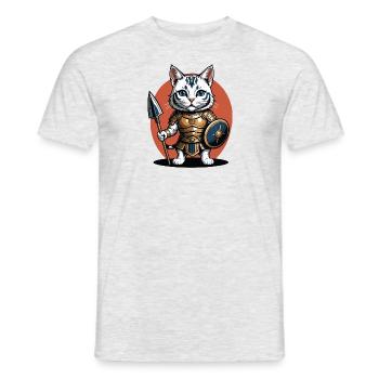 Chat Guerrier Romain Chat Cadeau - T-shirt homme - gris chiné - Devant - AI Model Male 178 dark (178cm)