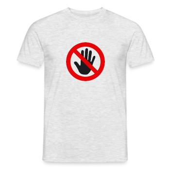 anfassen verboten - Männer T-Shirt - Grau meliert - Vorne - AI Model Male 178 dark (178cm)