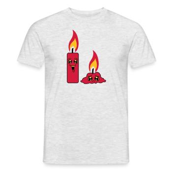 2 kerzen team paar lustig traurig abgebrannt comic - Männer T-Shirt - Grau meliert - Vorne - AI Model Male 178 dark (178cm)