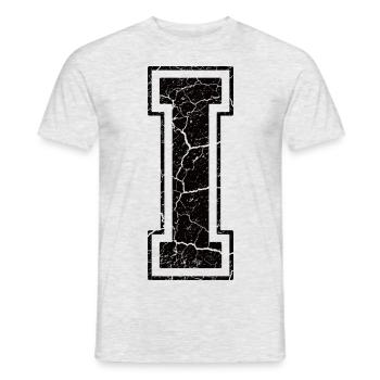 Un caractère I in Grunge-Look - T-shirt homme - gris chiné - Devant - AI Model Male 178 dark (178cm)