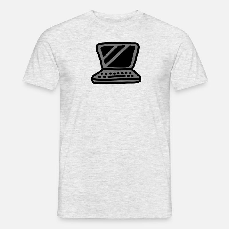 Laptop - Männer T-Shirt - Grau meliert
