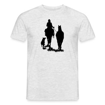 Pferde Heeler Silhouette - Männer T-Shirt - Grau meliert - Vorne - AI Model Male 178 dark (178cm)