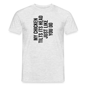 Mon poulet incline la tête comme vous le faites - T-shirt homme - gris chiné - Devant - AI Model Male 178 dark (178cm)
