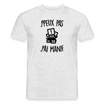 J'peux pas j'ai manif - T-shirt homme - gris chiné - Devant - AI Model Male 178 dark (178cm)