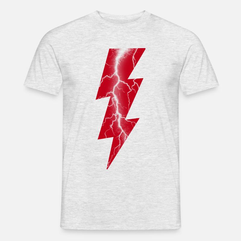 Blitz Roter Blitz - Männer T-Shirt - Grau meliert