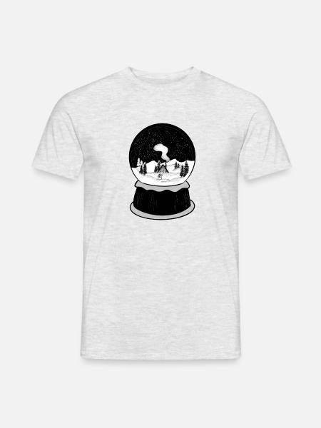 Schneekugel mit Winterlandschaft - Männer T-Shirt - Grau meliert