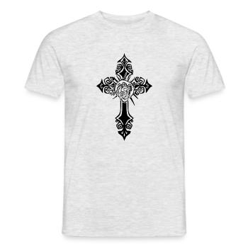 Croix gothique - T-shirt homme - gris chiné - Devant - AI Model Male 178 dark (178cm)