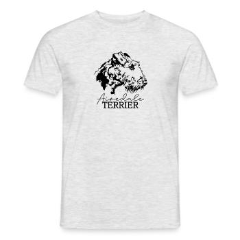 AIREDALE TERRIER Chien Portrait Chien Chiens Wilsigns - T-shirt homme - gris chiné - Devant - AI Model Male 178 dark (178cm)