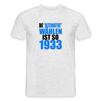 AfD stoppen gegen rechts Demokratie Vielfalt 1933 - Männer T-Shirt - Grau meliert - Vorne - AI Model Male 178 dark (178cm)