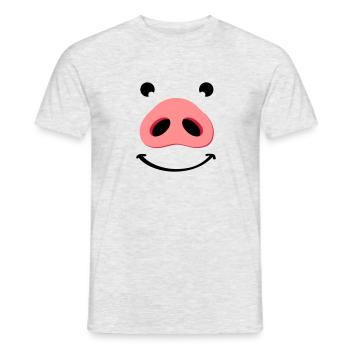 Nez de cochon visage heureux. Nez d’un cochon. - T-shirt homme - gris chiné - Devant - AI Model Male 178 dark (178cm)