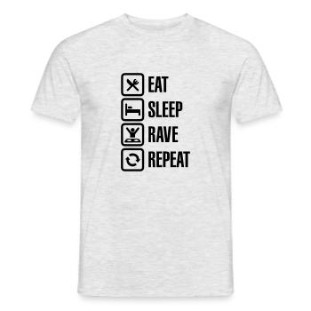 manger sommeil rave répéter - T-shirt homme - gris chiné - Devant - AI Model Male 178 dark (178cm)