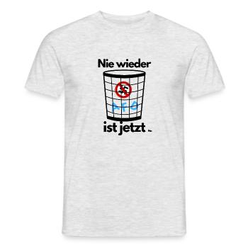 Nie wieder ist jetzt - Männer T-Shirt - Grau meliert - Vorne - AI Model Male 178 dark (178cm)