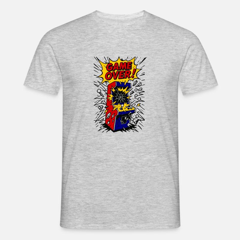 Game Over, exploding Arcade - Men's T-Shirt - heather grey