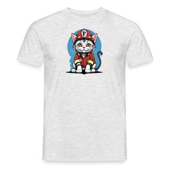 Chat Pompiers Chat Amour Chat Amoureux des Chats - T-shirt homme - gris chiné - Devant - AI Model Male 178 dark (178cm)
