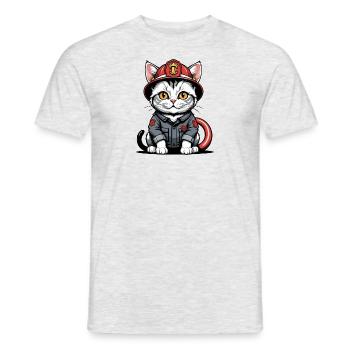 Cat Fire Brigade Cat Love Cat Lover - Men's T-Shirt - heather grey - Front - AI Model Male 178 dark (178cm)