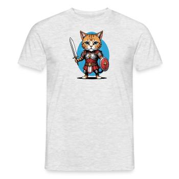 Chat Guerrier Romain Chat Cadeau - T-shirt homme - gris chiné - Devant - AI Model Male 178 dark (178cm)