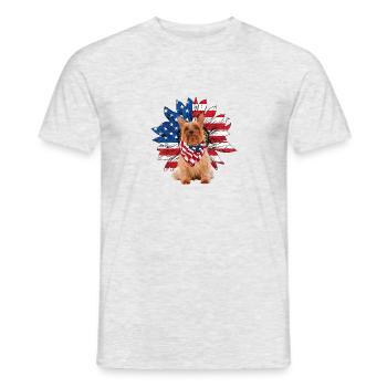 Drapeau américain Sunflower Dog Lovers 4 Juillet - T-shirt homme - gris chiné - Devant - AI Model Male 178 dark (178cm)