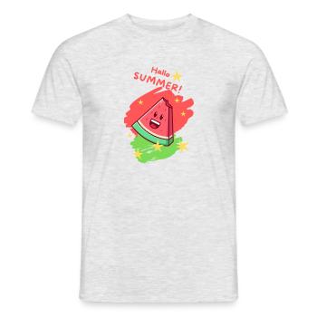 Hello Summer Fruit Melon Holiday Vibes - Men's T-Shirt - heather grey - Front - AI Model Male 178 dark (178cm)