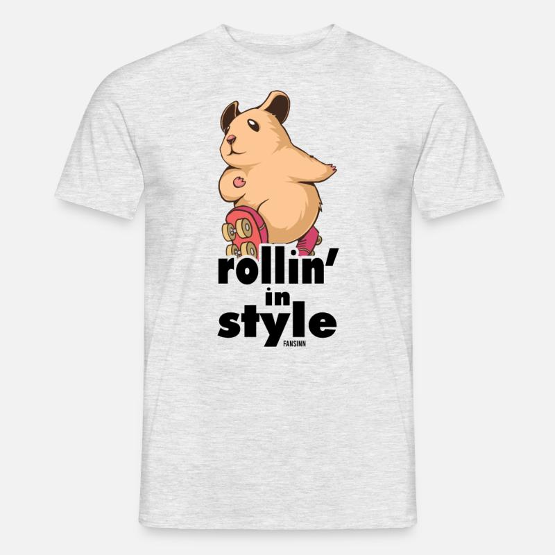 Hamster mit Inline Skates - Männer T-Shirt - Grau meliert