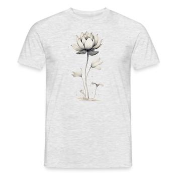Nénuphar en fleur de lotus - T-shirt homme - gris chiné - Devant - AI Model Male 178 dark (178cm)