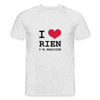 I Love Rien I'm Parisien - T-shirt homme - gris chiné - Devant - AI Model Male 178 dark (178cm)