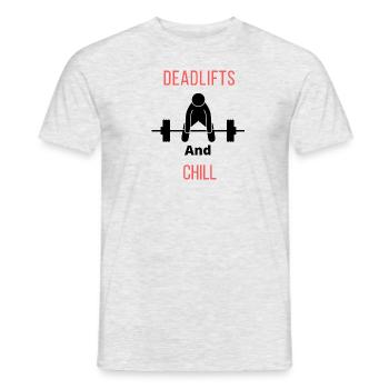 Deadlifts and Chill - Men's T-Shirt - heather grey - Front - AI Model Male 178 dark (178cm)