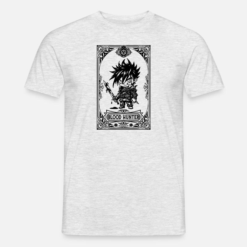 Blutjäger RPG Tarotkarte Chibi - Männer T-Shirt - Grau meliert