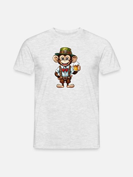 Lederhose / Tier / Tracht / Tradition / Affe - Männer T-Shirt - Grau meliert