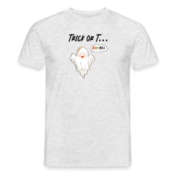 Trick or T... | Lustiger Geist mit Boo-bies Spruch - Männer T-Shirt - Grau meliert - Vorne - AI Model Male 178 dark (178cm)