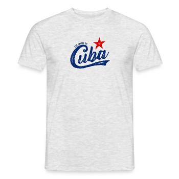 THE SPIRIT OF CUBA VINTGAE HANDGEZEICHNET - Männer T-Shirt - Grau meliert - Vorne - AI Model Male 178 dark (178cm)