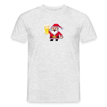 Père Noël avec de la bière en Pixel Art - T-shirt homme - gris chiné - Devant - AI Model Male 178 dark (178cm)