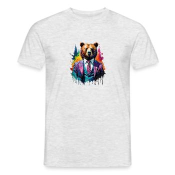 Ours en costume - T-shirt homme - gris chiné - Devant - AI Model Male 178 dark (178cm)
