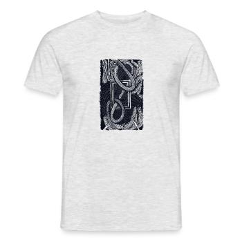Cosmic Plants -Rechteck Schlange und Federn - Männer T-Shirt - Grau meliert - Vorne - AI Model Male 178 dark (178cm)