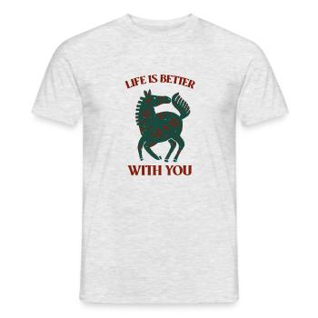 Pferde-Liebe - Männer T-Shirt - Grau meliert - Vorne - AI Model Male 178 dark (178cm)